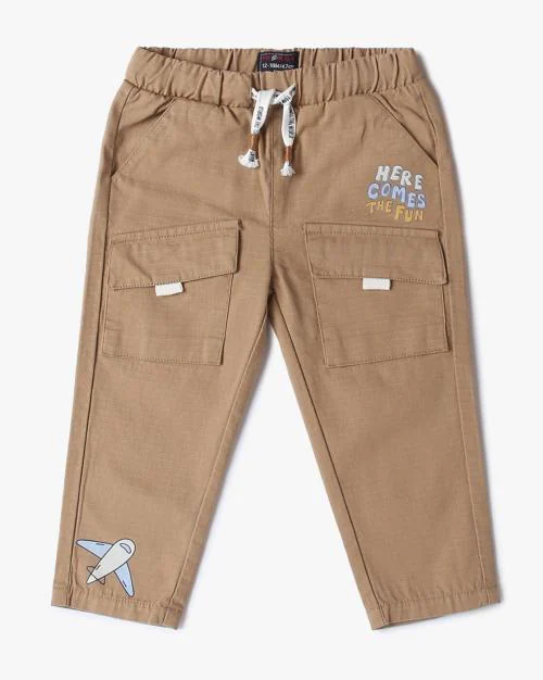 Printed Flat-Front Cargo Pants