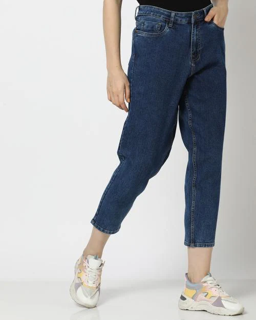 Women High-Rise Ankle-Length Mom Fit Jeans