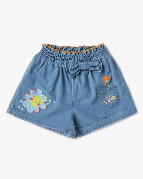 Paperbag Waist Shorts with Bow Accent