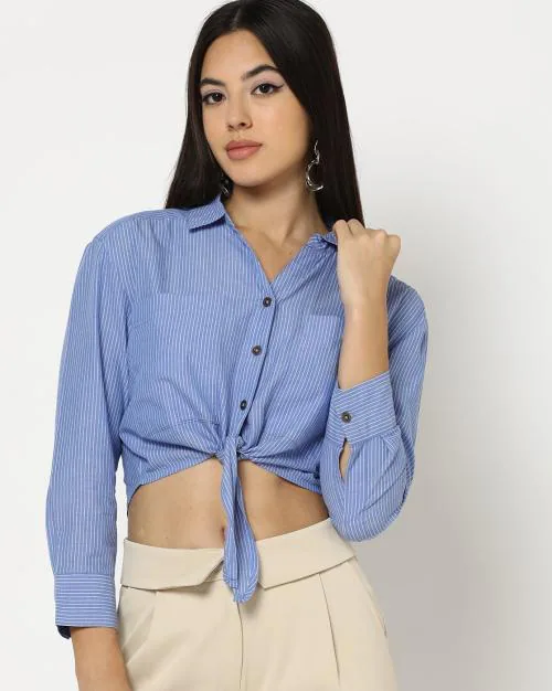 Women Striped Crop Shirt
