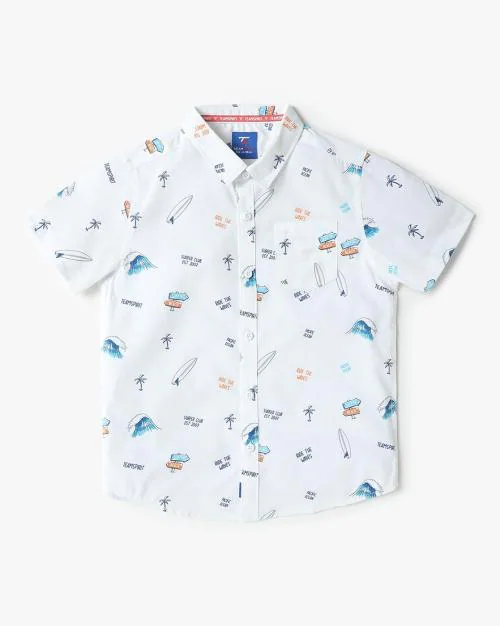 Boys Printed Regular Fit Shirt
