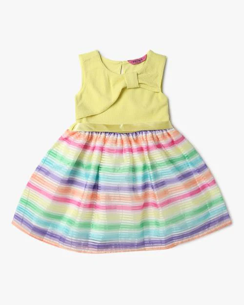 Girls Striped Fit & Flare Dress