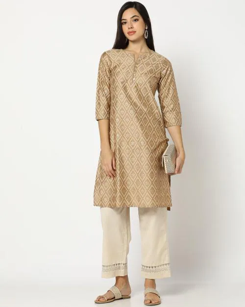 Women Bandhani Print Straight Kurta