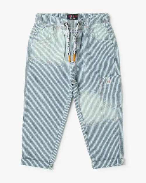 Boys Striped Regular Fit Jeans