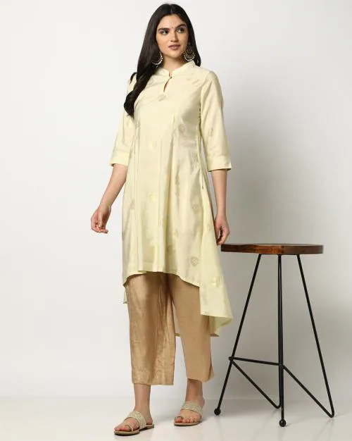 Women Motif Print High-Low Kurta