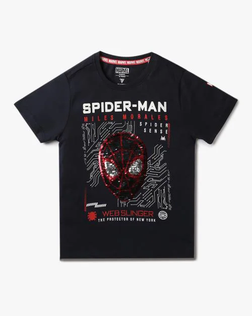 Boys Spider Man Embellished Crew-Neck T-Shirt