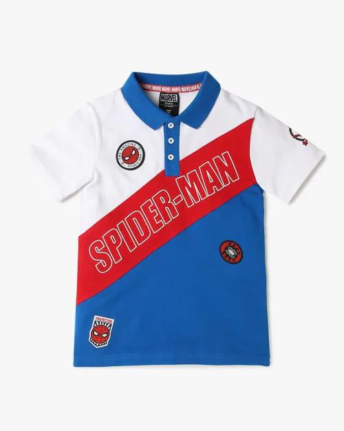 Boys Spider Man Print Polo T-Shirt