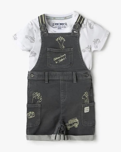 Printed Regular Fit Dungaree Set