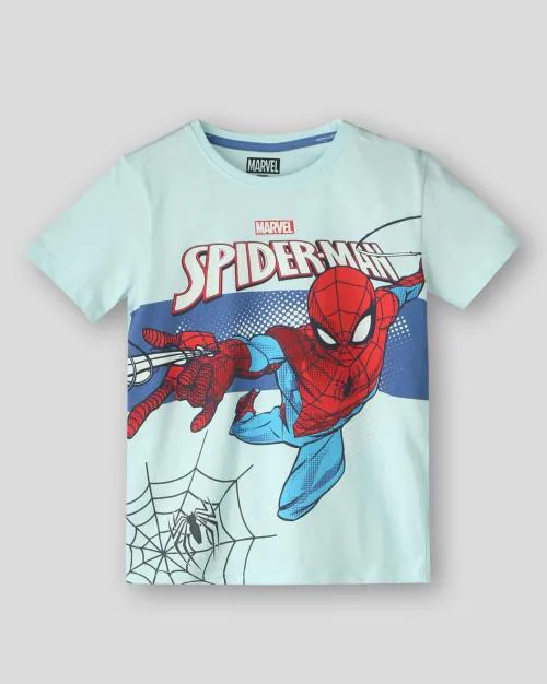 Boys Spider-Man Print Relaxed Fit Crew-Neck T-Shirt