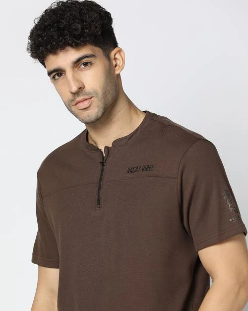 Men Slim Fit Henley T-Shirt