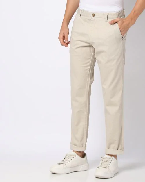 Men Flat-Front Tapered Fit Chinos
