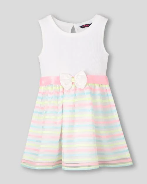 Girls Striped Fit & Flare Dress