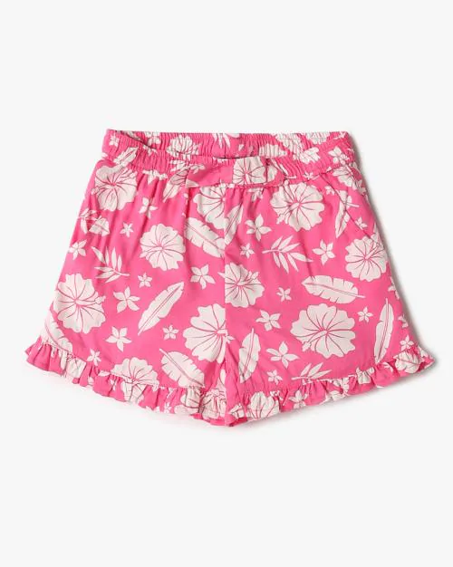 Girls Floral Print Regular Fit Shorts