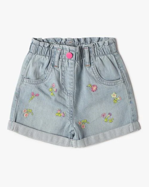 Infants Embroidered Regular Fit Cotton Shorts