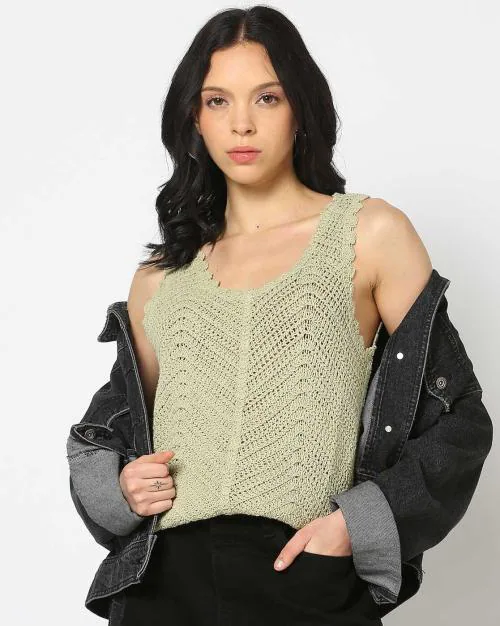Women Relaxed Fit Crochet Top