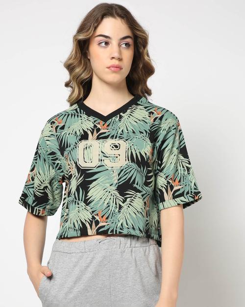 Women Tropical Print Loose Fit Top
