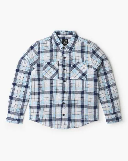 Boys Checked Relaxed Fit Shirt