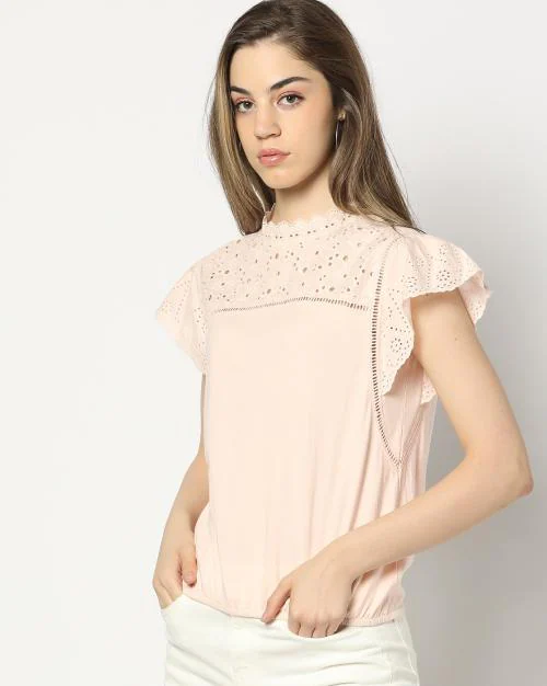 Women Schiffli Embroidered Relaxed Fit Top