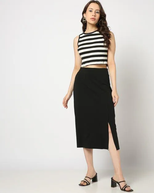 Women Straight Slit Skirt
