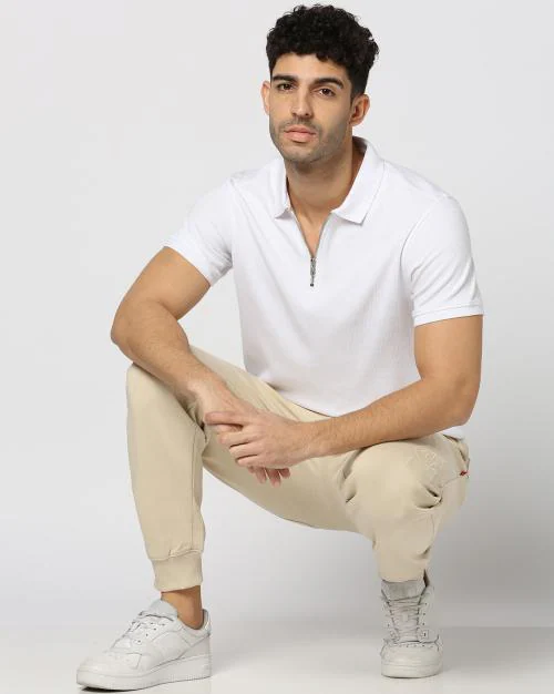 Men Ribbed Regular Fit Polo T-Shirt