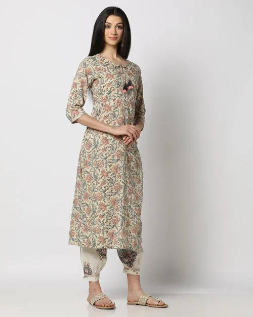 Women Floral Print Straight Kurta & Salwar Set