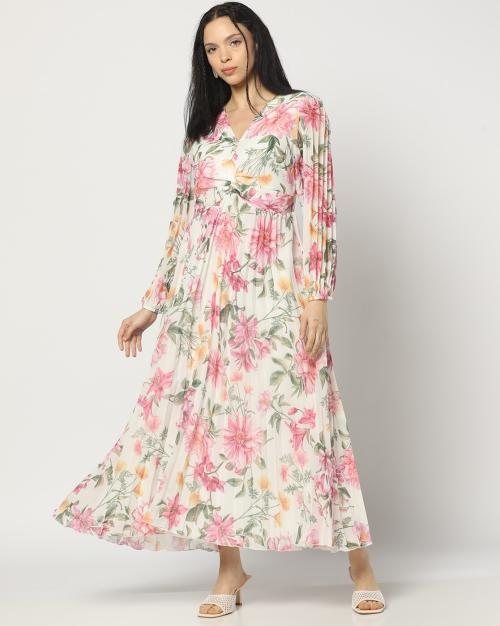Women Printed Accordion-Pleated Flared Dress