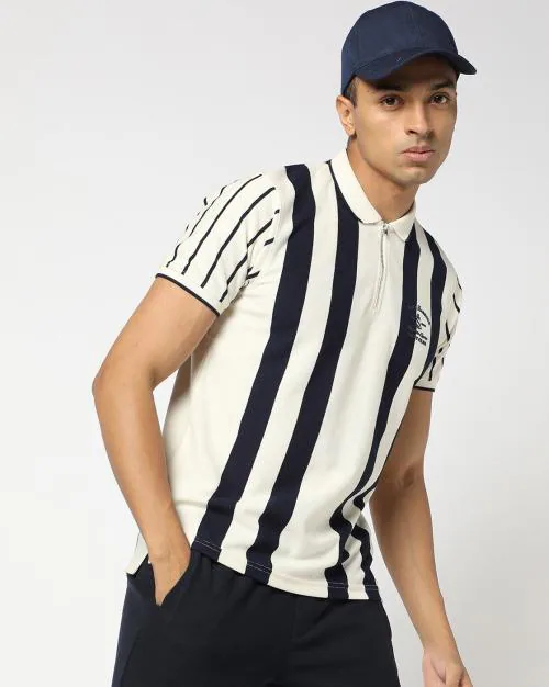 Men Vertical Striped Regular Fit Polo T-Shirt