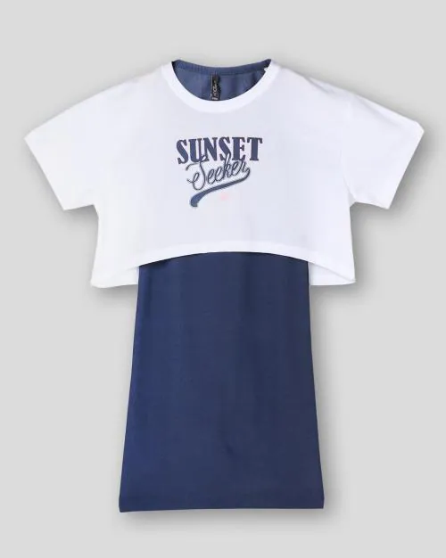 Girls Ribbed Shift Dress with T-Shirt