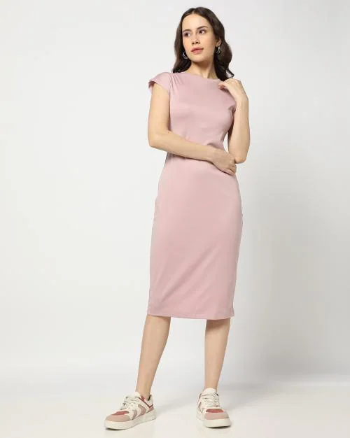Women Crew-Neck Bodycon Dress
