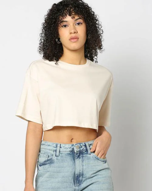 Women Petunia Single Jersey Cotton Crop T-Shirt