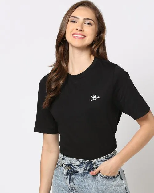 Women Regular Fit Crew-Neck T-Shirt