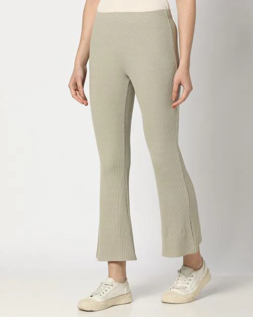 Women Ribbed Relaxed Fit Pants