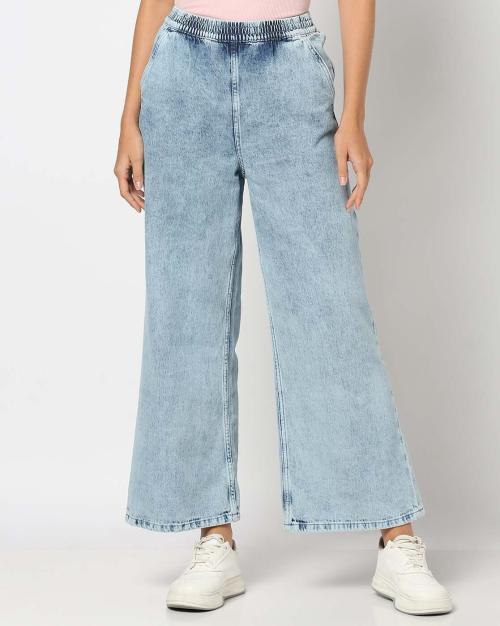 Women Heavily Washed Straight Jeans