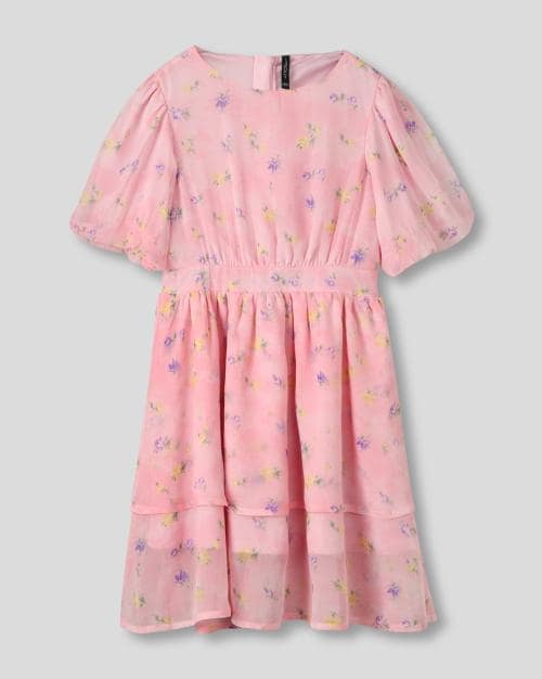 Girls Printed Fit & Flare Dress