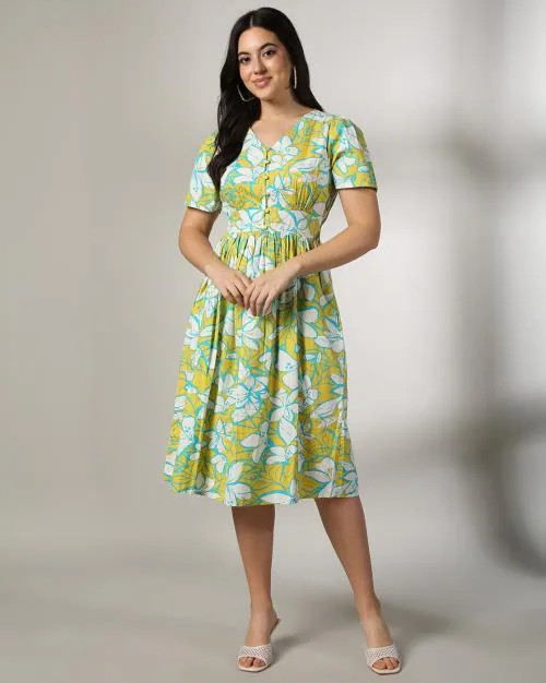 Women Floral Print Shift Dress