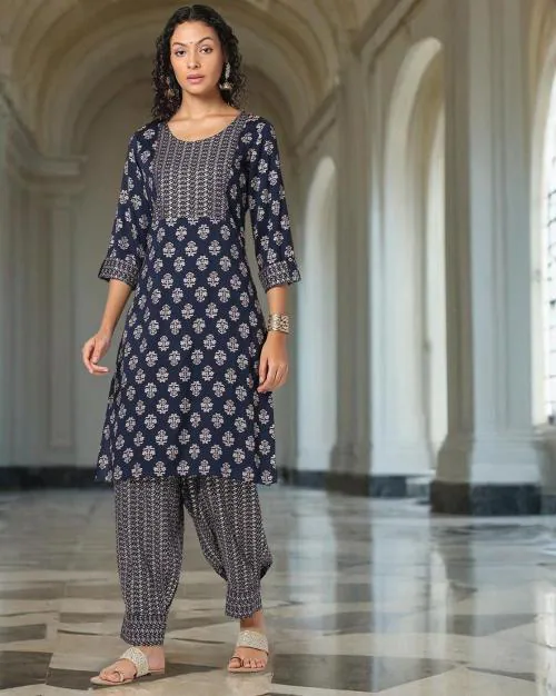 Women Printed Straight Kurta & Salwar Set