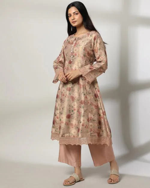 Women Floral A-Line Kurta & Palazzo Set