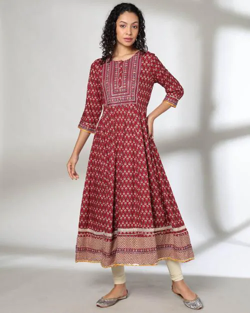 Women Floral Print Anarkali Kurta