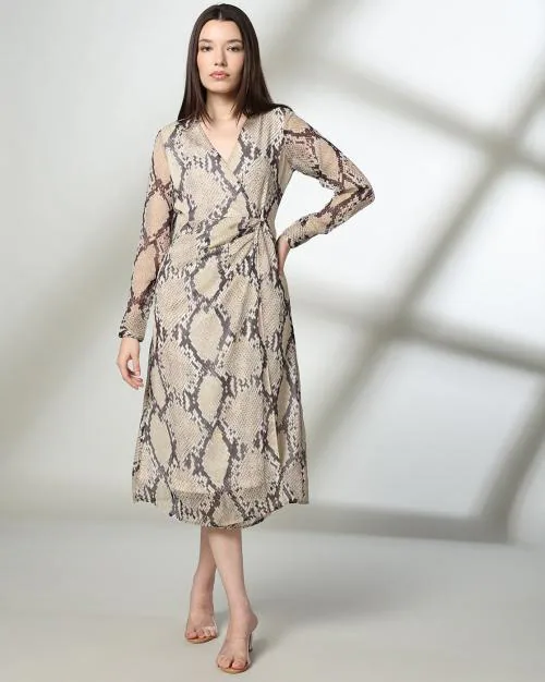 Women Printed Wrap Dress