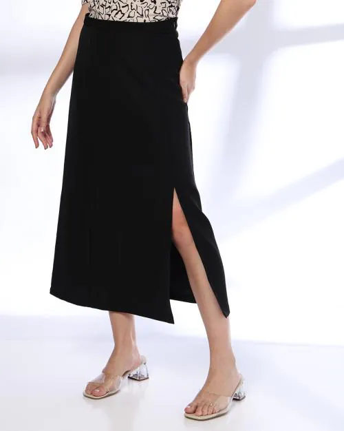 Women Straight Skirt with Side-Slit