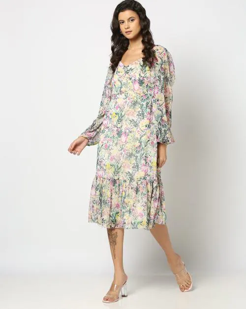 Women Floral Print Sheath Dress