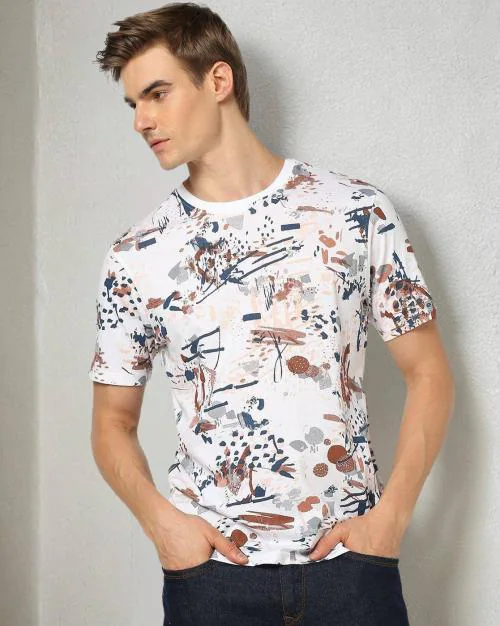 Men Printed Regular Fit Crew-Neck T-Shirt