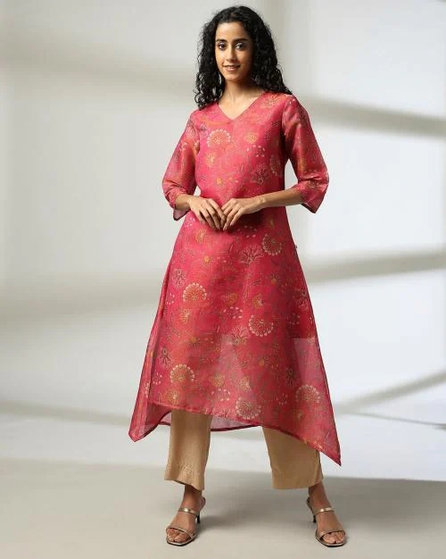 Women Floral A-Line High-Low Kurta