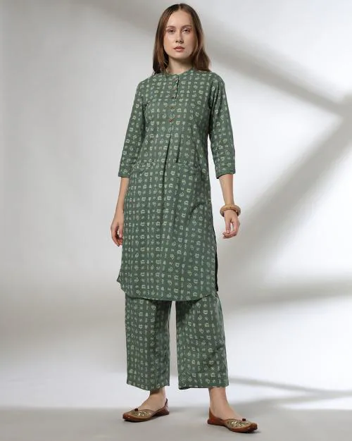 Women Printed Kurta & Palazzos Co-Ord Set