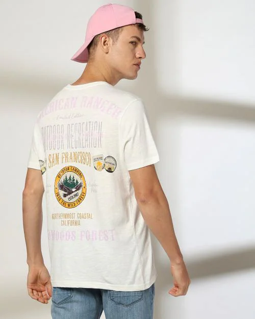Men Typographic Print Slim Fit Crew-Neck T-Shirt
