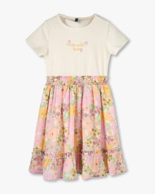 Girls Printed Fit & Flare Dress