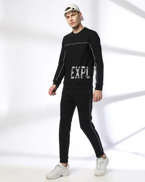 Men Printed Regular Fit Sweatshirt & Joggers Set