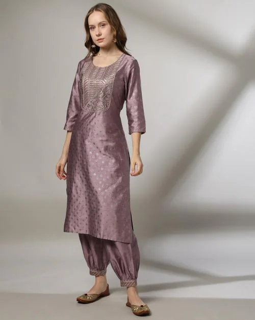 Women Embroidered Straight Kurta Suit Set