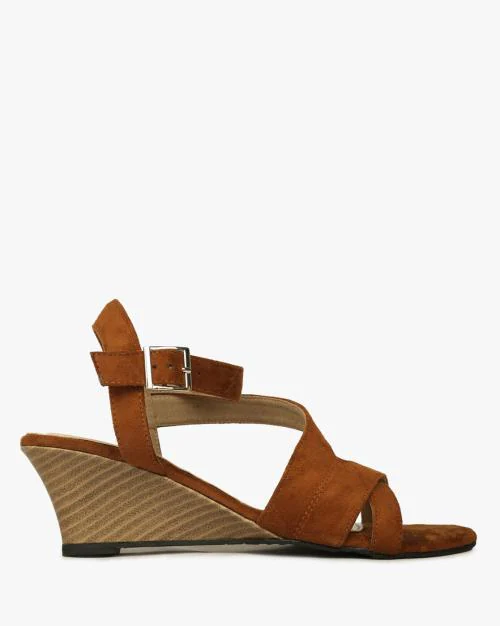 Strappy Wedges with Buckle Closure