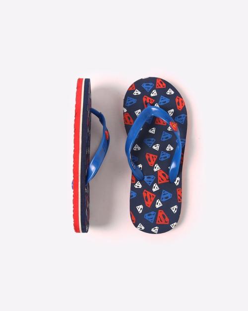 Kids Superman Print Flip-Flops with Thong Straps